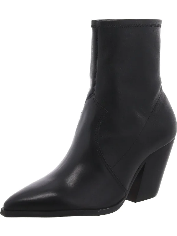 Luxury Formal Shoes Deals Gilemini Womens Faux Leather Stacked Heel Mid-Calf Boots