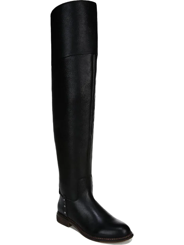 Haleen Womens Leather Wide Calf Knee-High Boots