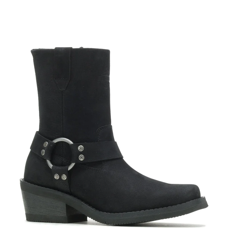Women's Effortless Slip-Ons Harley-Davidson Korsen Harness D87243 Womens Black Zipper Motorcycle Boots