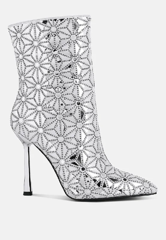 precious mirror embellished high ankle boots