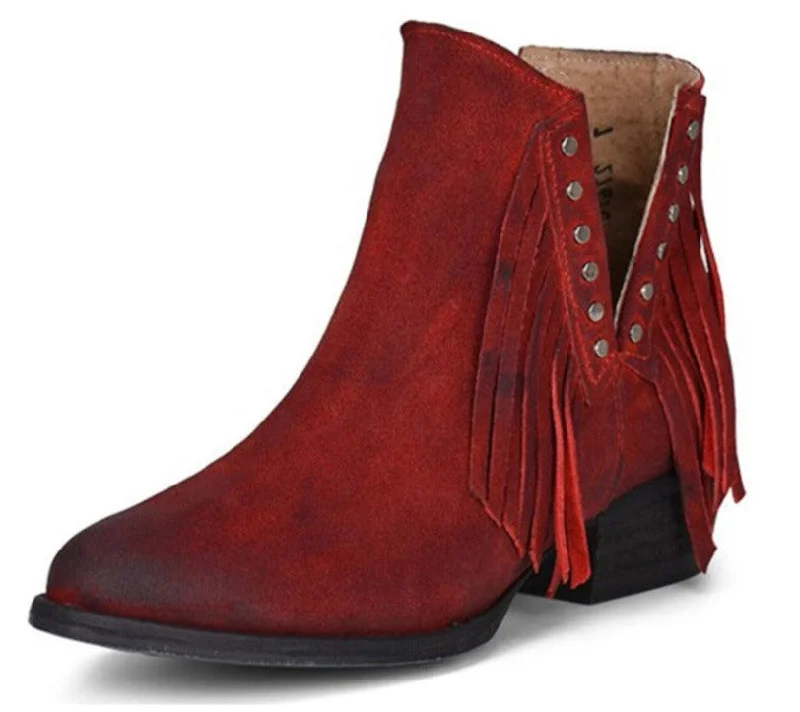 Corral Women's Red Stud and Fringe Bootie