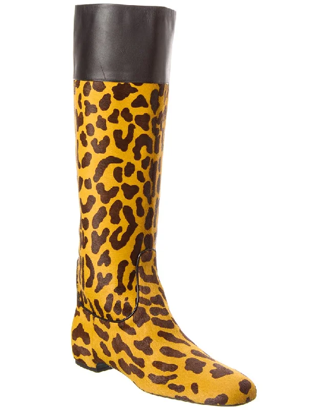 Roger Vivier Haircalf & Leather Knee-High Boot