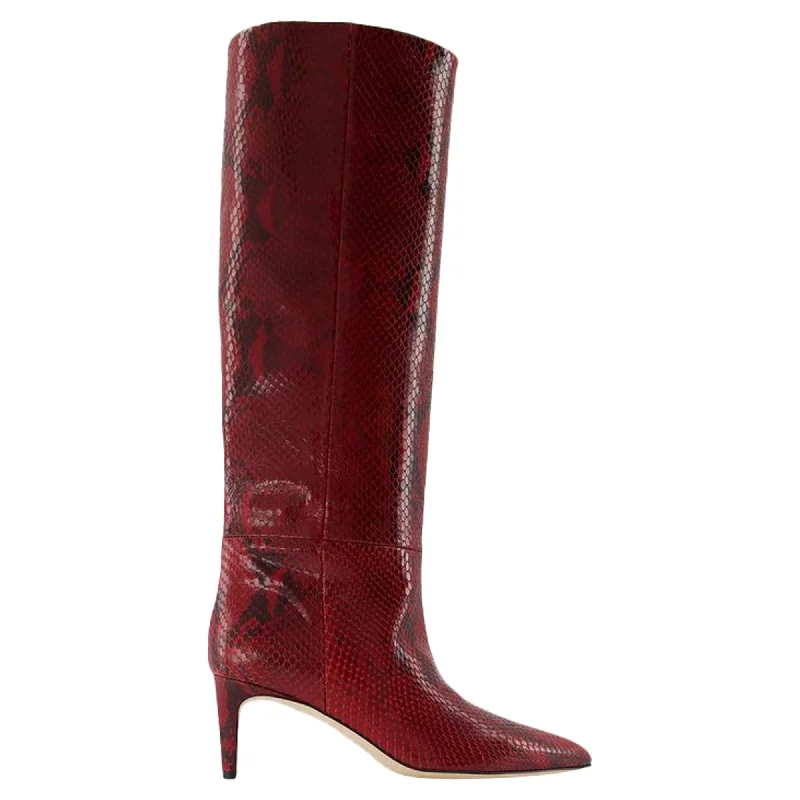 Comfortable Travel Shoes Stiletto 60 Boots - Paris Texas - Leather - Burgundy