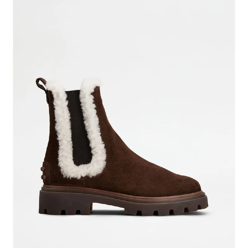 Tod's Chelsea Boots in Suede and Sheepskin