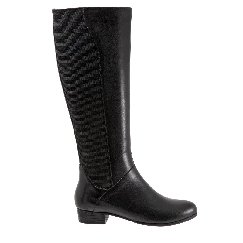 Trotters Misty T2165-001 Womens Black Narrow Leather Zipper Knee High Boots