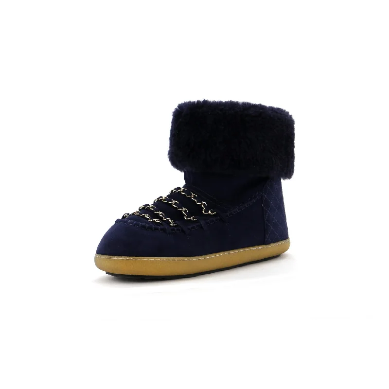 Women's Chain Strap Short Boots Suede with Shearling