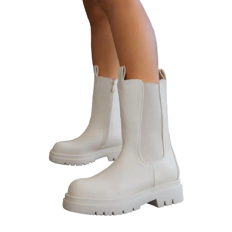 Women's Double Tab Lug Boot In White