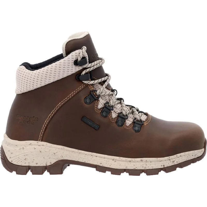 Women's Eagle Trail Alloy Toe Waterproof Hiker Boot - Wide Width In Brown