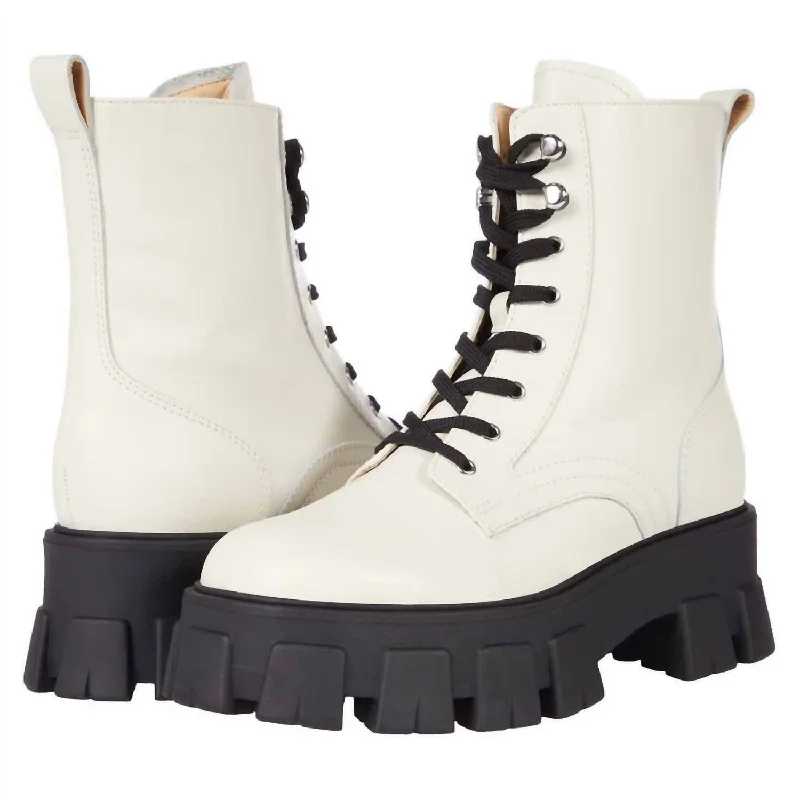 Glamorous Fashion Offers Women's Happy Lace Up Boots In Ivory