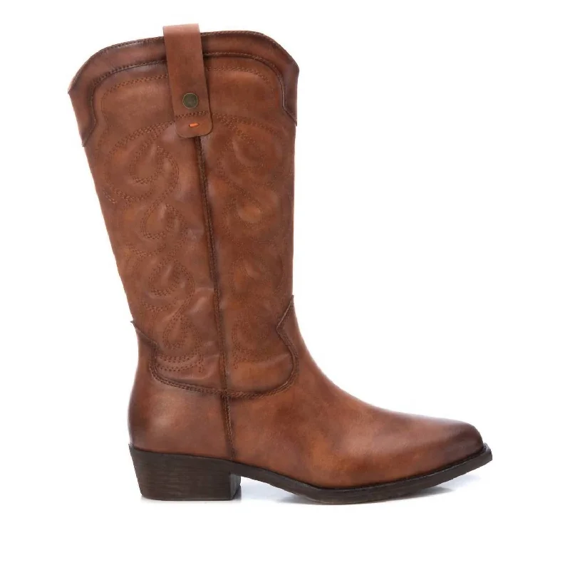 Women's Italian Western Boots In Camel