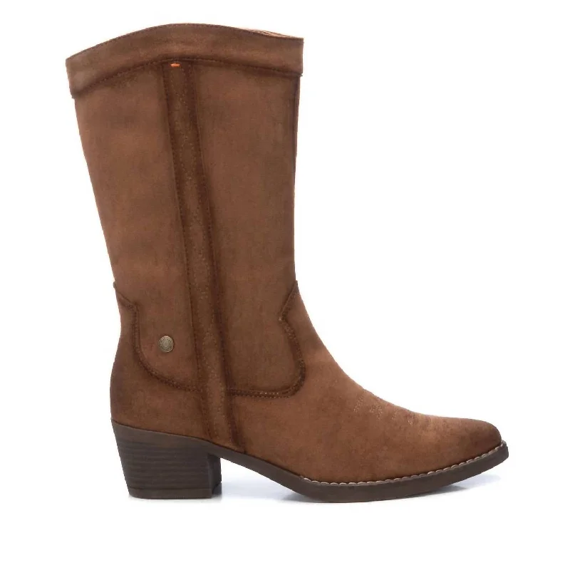 Women's Italian Western Boots In Camel