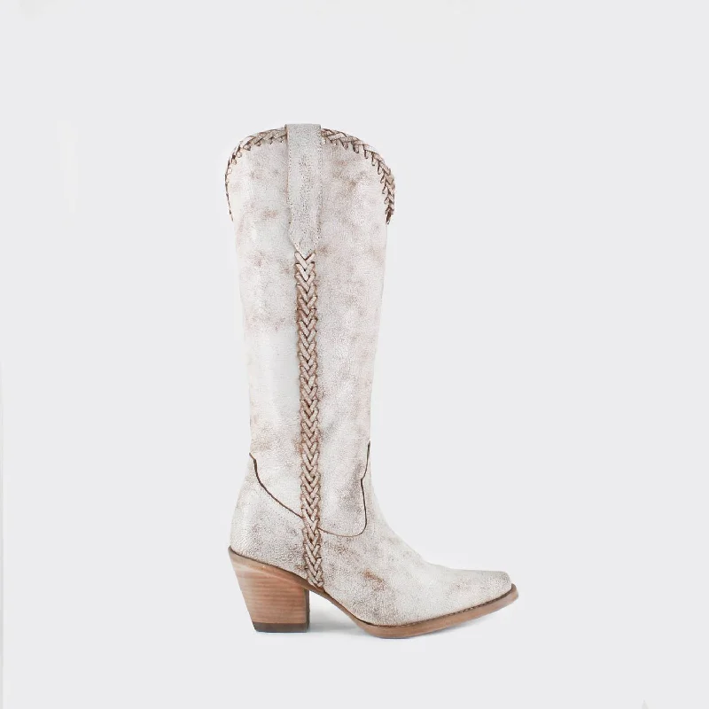 Women's Kenia Cowgirl Leather Boots In White