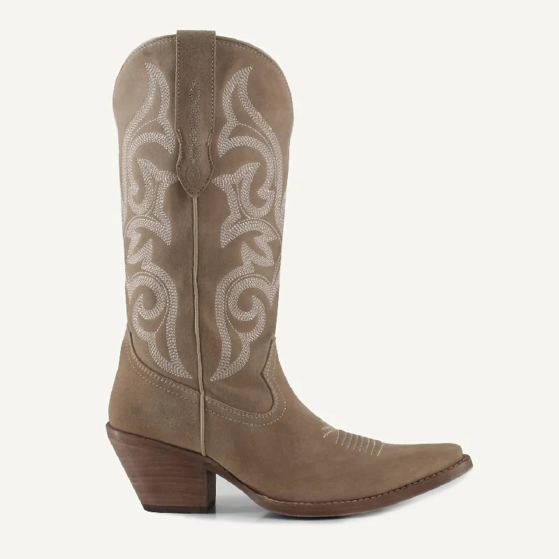 Women's Tessa Leather Cowgirl Boots In Beige