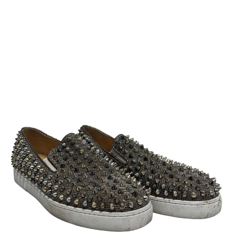 Christian Louboutin/Low-Sneakers/US 7.5/All Over Print/SLV/Silver Spiked Slip On