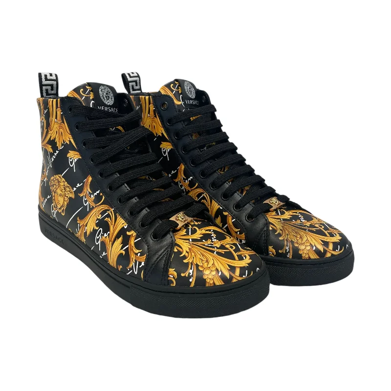 VERSACE/Hi-Sneakers/US 9/All Over Print/Leather/BLK/