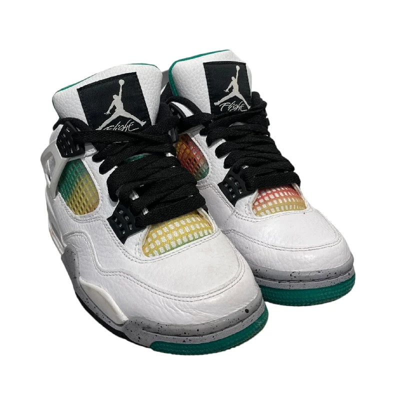 Jordan/Low-Sneakers/US 5/Leather/WHT/RETRO 4  LUCID GREEN RASTA