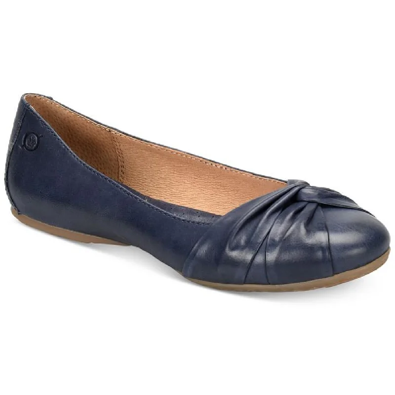 Lilly Womens Leather Knot-Front Ballet Flats