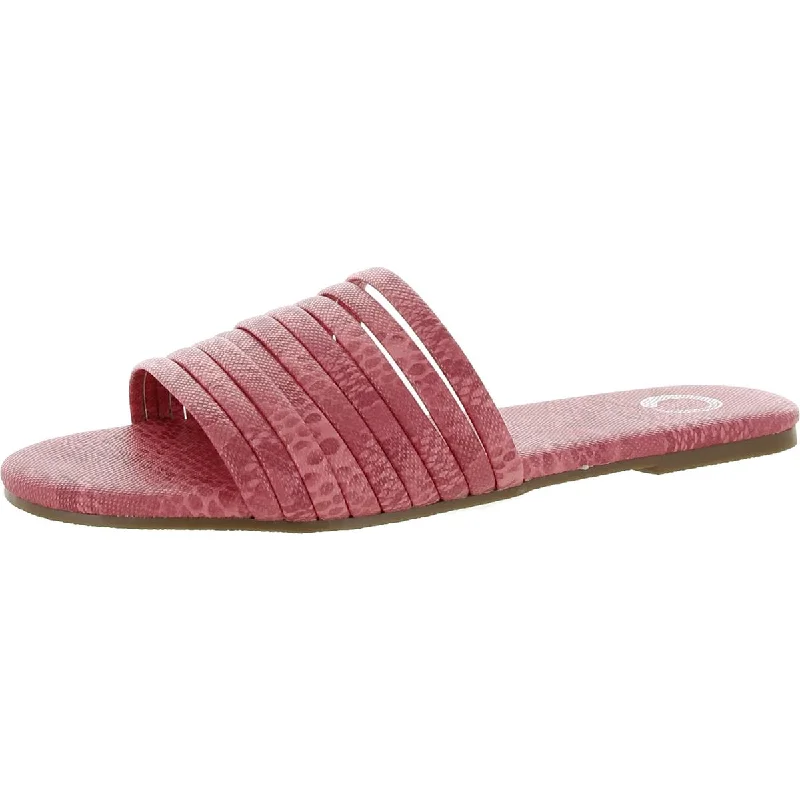 Womens Slip On Open Toe Flatform Sandals