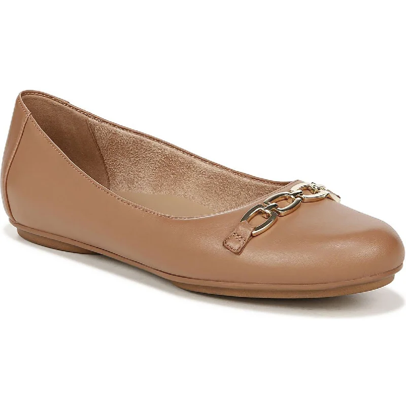 Mira Womens Leather Slip On Ballet Flats