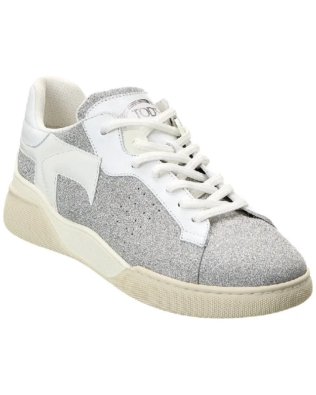 Tod’S Cassetta Glitter & Leather Sneaker