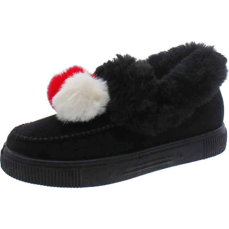 Womens Faux Fur Faux Suede Slip-On Sneakers