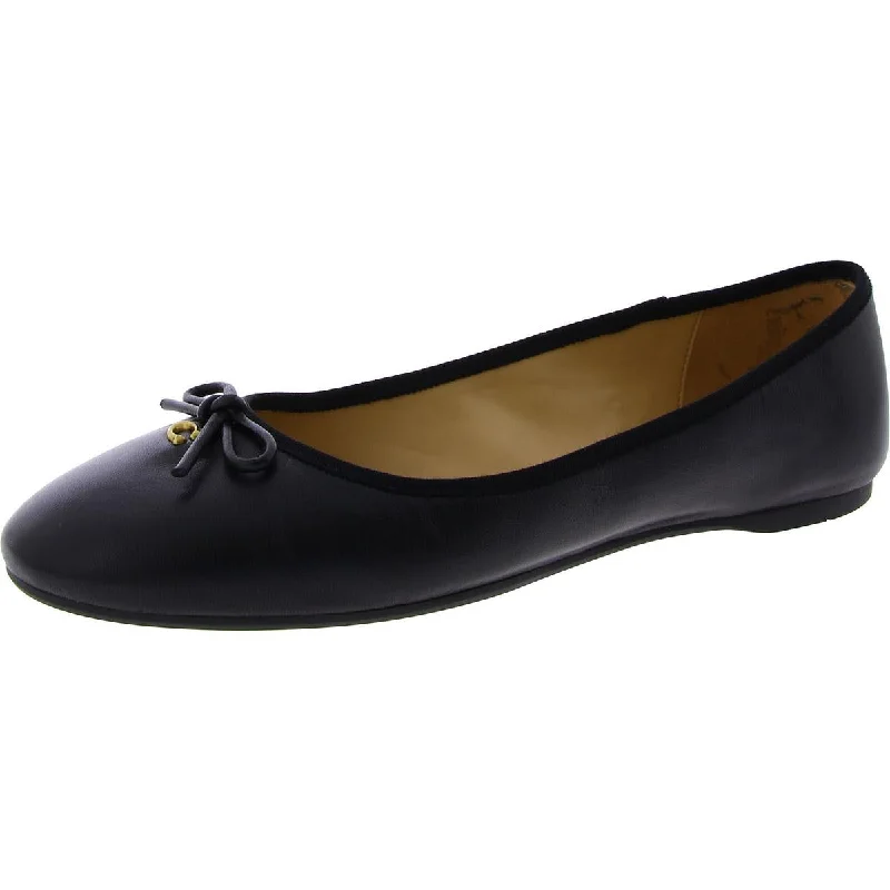 Abigail Ballet Womens Leather Bow Ballet Flats