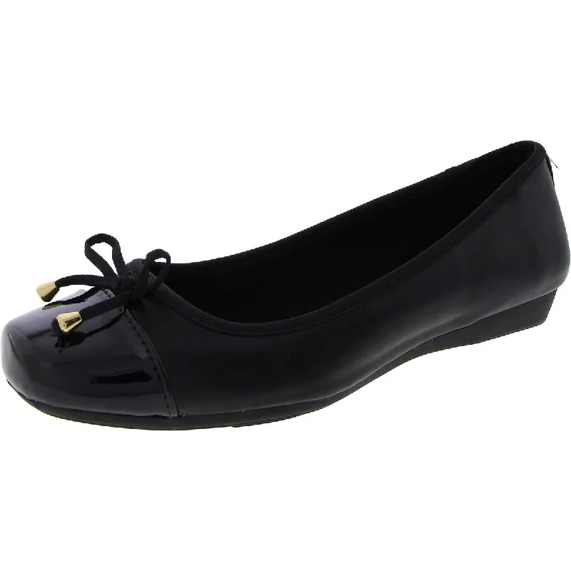 Womens Faux Leather Slip On Ballet Flats