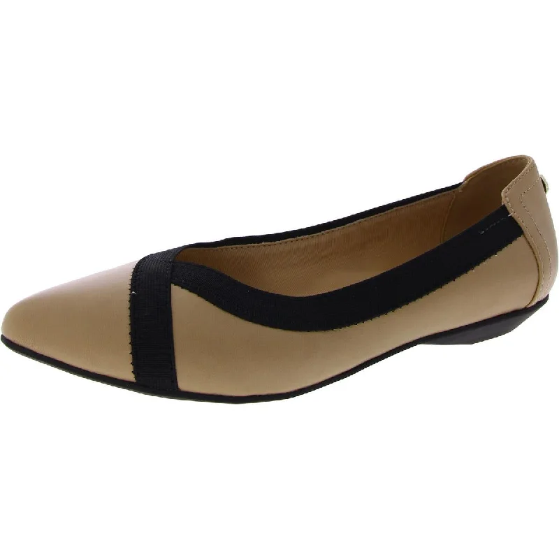 Womens Faux Leather Slip On Ballet Flats