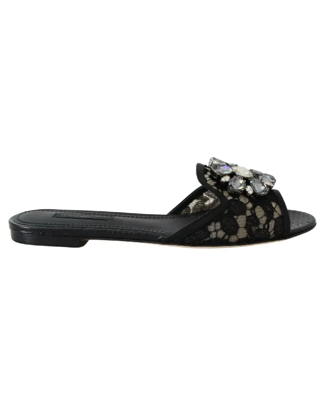 Dolce & Gabbana  Lace Embellished Flat Sandals