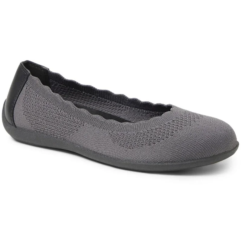 Womens Canvas Scalloped Ballet Flats