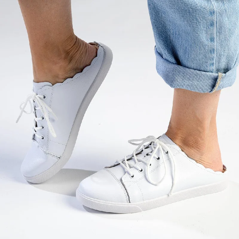 Julz Luka Leather Mule Slip On Sneaker - White