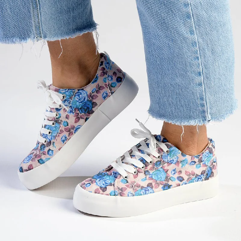 Madison Ladies Platform Floral 1 Sneaker - Pink Floral