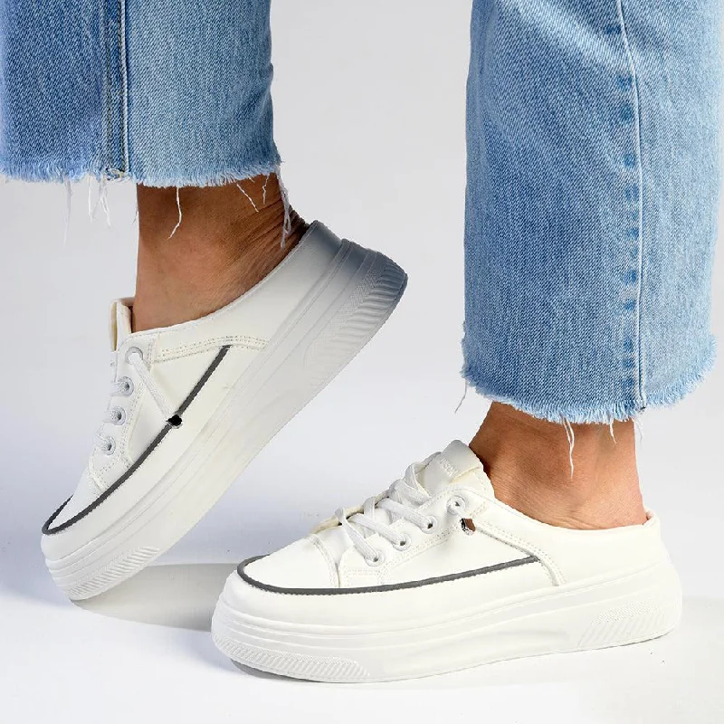 Madison Theodora - Ladies Slip on Platform Sneaker - White