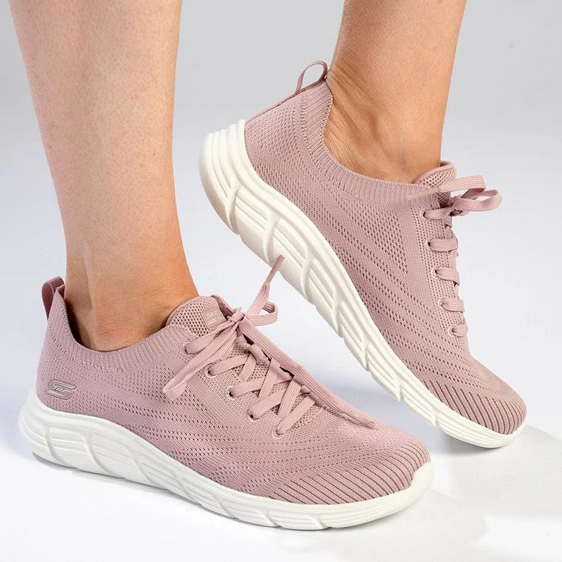 Skechers Bobs B Flex Lace Up Sneaker - Blush Satin